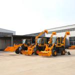 Excavating and Loading Two Busy Multi-Functional Construction Mechanical Vehicle