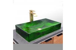 China Stunning Glazed Glass Basin Sink 1 Hole Design For Stylish Bathrooms supplier