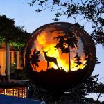 Round Steel Outdoor Fire Pit Ball Depth 60cm 80cm 100cm Custom