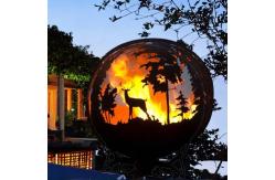 China Round Steel Outdoor Fire Pit Ball Depth 60cm 80cm 100cm Custom supplier