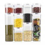 9 Pcs Set Stackable Transparent Pantry Airtight Cereal Dry Food Plastic Storage Containers with White Lid for sale