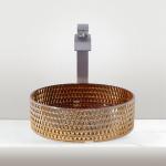 Smooth Glass Wash Basin With Mounting Hardware Countertop Sink Round Shape for sale