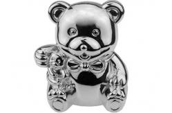 China Cute Silver Plated Teddy Bear Coin Bank Die Casting 105*85*118mm supplier