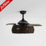 1stshine Rattan Weaving Ceiling Fan with Old-Fashioned Design and Invisible Blades