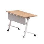 Movable Foldable Training Table Water Resistant Wood Grain Color With Shelf for sale