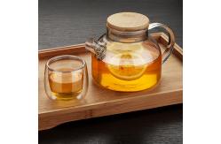 China Large Spout 1000ml Clear Glass Teapot Safe Water Kettle With Bamboo Lid supplier