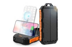 China ABS PC Outdoor Wireless 30000mAh Solar Power Bank With Solar Panel supplier
