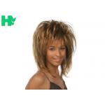 Brown Short Synthetic Wigs High Temperature Silk Cheap Synthetic Wigs For Ladies for sale