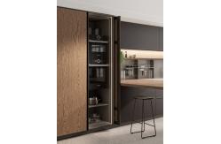 China T Shaped Classic Wood Kitchen Cabinets Tailored Kitchen Set With Dining Bar supplier