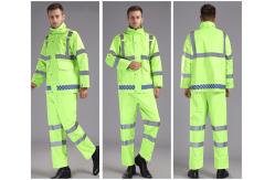 China Fluorescent Green Outdoor Traffic Duty Flood Control Emergency Raincoat Rain Pants Suit supplier
