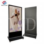 75 Inch LCD Standing Advertising Display LG 4K Screen With Movable Wheels