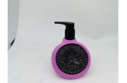 China 2N1 Kitchen Utensil Caddy Polyresin Soap Dispenser With Cleaning Ball On Side Pocket supplier