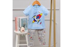 China Cartoon Rocket Short Sleeve Pajama Set breathable Age 12 Pyjamas supplier