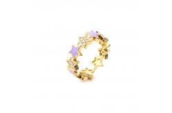 China Open 14k Gold Star Ring Adjustable CZ Cubic Zircon Custom supplier