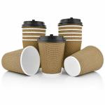 Offset Printing 26oz Customized Disposable Paper Coffee Cups Ripple Wall for sale