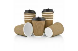China Offset Printing 26oz Customized Disposable Paper Coffee Cups Ripple Wall supplier