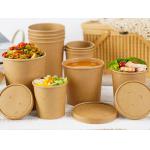 26oz 780ml Eco Friendly Brown Kraft Salad Paper Soup Bowl With Paper Lids for sale