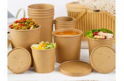 China 1000ml PLA kraft Disposable Salad Bowls,Soup Cups With Matching Lids supplier