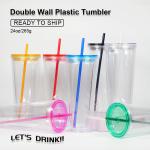 Double Wall Acrylic  Sublimation Glass Snow Globe Tumbler 24oz
