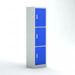 School 3 Doors Blue Color White Frame Office Storage Lockers With Key for sale