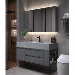 Custom Bathroom Vanity Units Slate Washbasin Toilet Combination Smart LED Mirrored Cabinet