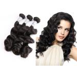 Natural Black Remy Hair Weft With Closure / 10 - 30 Brazilian Body Wave Hair for sale
