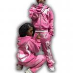 Custom Zip up Sweatsuit Acid Wash Applique Patch Embroidery Distresses Hoodie Jogging Tracksuit Flared Sweatpants and Hoodie Set for sale
