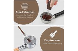 China Natural Wood Handle Espresso Needle Distributor Tool With Wood Stand supplier