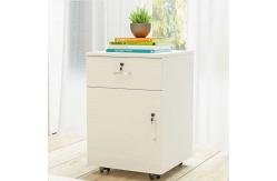 China 3 Drawer Rolling Pedestal File Cabinet Wood Lockable With Aluminum Alloy Handle supplier