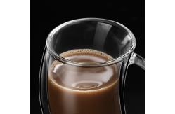 China Espresso Double Wall Glass Cup Safe To Touch With Handle Unique Design supplier