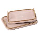 Coffee Brown Leather MDF 60mm Decorative Display Trays for sale