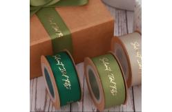 China Customizable Satin Ribbon Rose Gold Foil Printed Ribbon for Gift Wrapping supplier