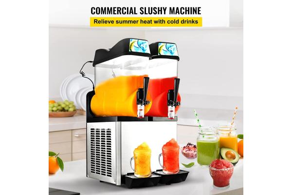 Electric Margarita Slush Machine Automatic 2 Tanks Ice Tea Juice Making Device