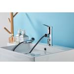 Single Hole Silver electroplate above Counter Copper Pull Faucet