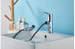 China Single Hole Silver electroplate above Counter Copper Pull Faucet supplier