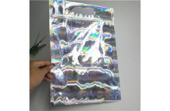 China Resealable Aluminium Foil Mylar Bag Zipper Lock Holographic Packaging Bag supplier