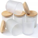 Multicolor 10 Oz Frosted Candle Jars With Bamboo Lids Household for sale
