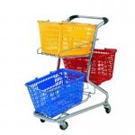 Three Baskets Factory Wholesale Cheap Price Market Shopping Double Layers Hand Basket Trolley Cart  Customized for sale