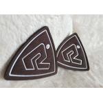 Customized Brown Suede Embossed Leather Patches , Shiny Siliver High Density Tpu Logo for sale
