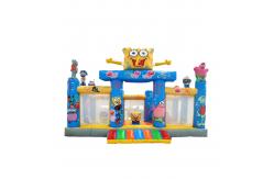 China SpongeBob Themed Inflatable Castles Blue And Yellow Color supplier
