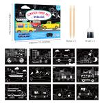 Vehicles Patterned Rainbow Magic Scratch Paper 12pcs for Easter Party Game Birthday