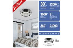 China 1stshine LED Modern Design Black Flush Mount Ceiling Fan with Remote Control Switch supplier