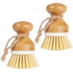 7.5*6.75*2.5 Sturdy Bristle Palm Scrub Brush Round Bamboo OEM for sale