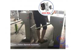 China Toilet Swimming Pool Entrance Half Height Coin / Token Operated Half Height Turnstiles supplier