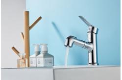 China Single Hole Silver electroplate above Counter Copper Pull Faucet supplier