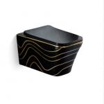 Marble Pattern Black Ceramic Hidden Water Tank Toilet Square Wall Hung for Bathroom for sale