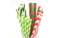 China Striped Pattern Christmas Paper Drinking Straws Durable Smooth Cutting supplier