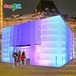 8m Square Camping Tents LED Inflatable Tent For 80 People Outdoor Party Event for sale