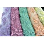 3D Floral Beaded Embroidered Lace Fabric For Evening Dresses 120 CM Width for sale