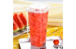 China Frosted 32oz Disposable Bubble Tea Cups With Lids Square Hard Plastic Cups supplier